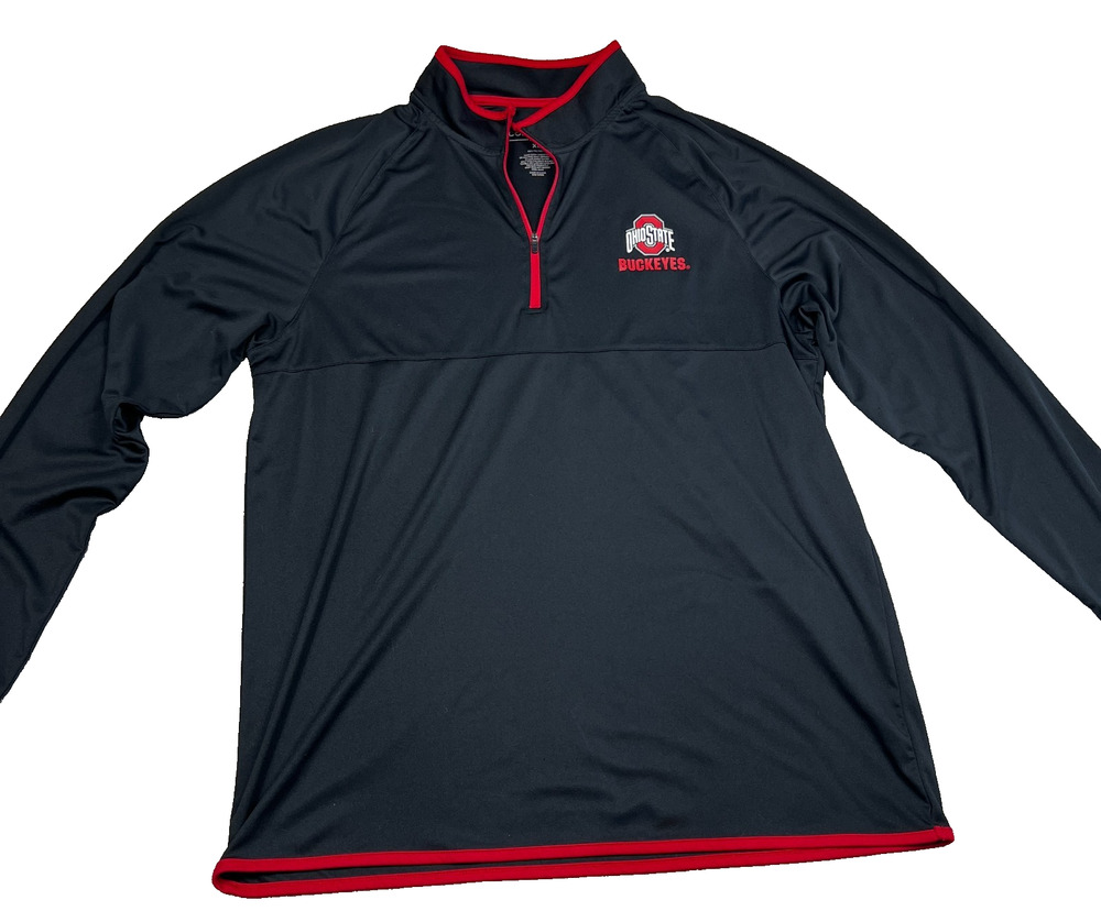 Colosseum Ohio State Buckeyes Quarter Zip Pullover Men's XL Black Red OSU